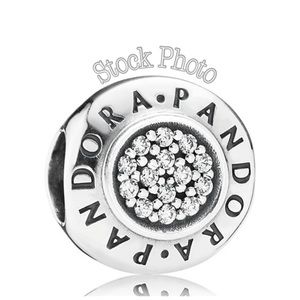Authentic PANDORA SIGNATURE Collection 925 Silver LOGO Pave Charm 791414CZ